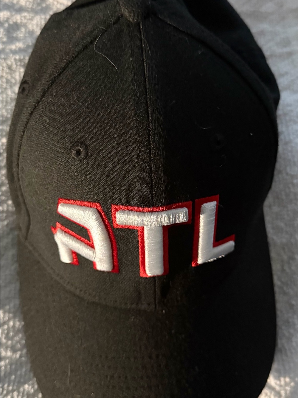 New Era Men Black Cap with White & Red ATL Embroidery